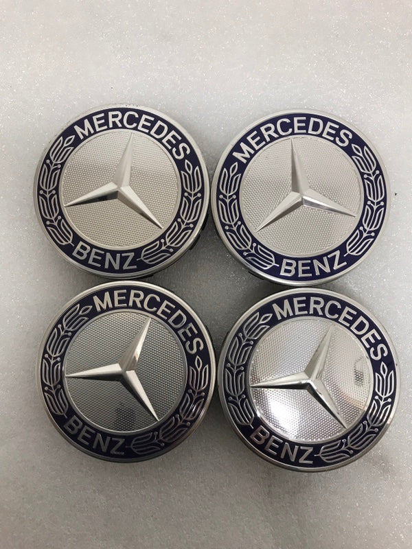 4PC Mercedes 75MM Classic Dark Blue Wheel Center Hub Caps AMG Wreath 15b008d4