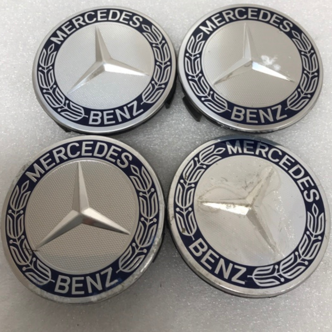 Set of 4 Mercedes 75MM Classic Dark Blue Wheel Center Hub Caps 5093bb96