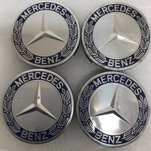 Load image into Gallery viewer, Set of 4 Mercedes 75MM Classic Dark Blue Wheel Center Hub Caps 3b8bab78