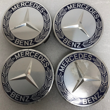 Load image into Gallery viewer, Set of 4 Mercedes 75MM Classic Dark Blue Wheel Center Hub Caps f7afcf2a