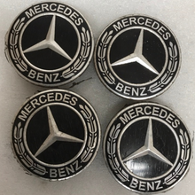 Load image into Gallery viewer, Set of 4 Mercedes-Benz Black Wheel Center Caps 75MM A1714000025 df614877