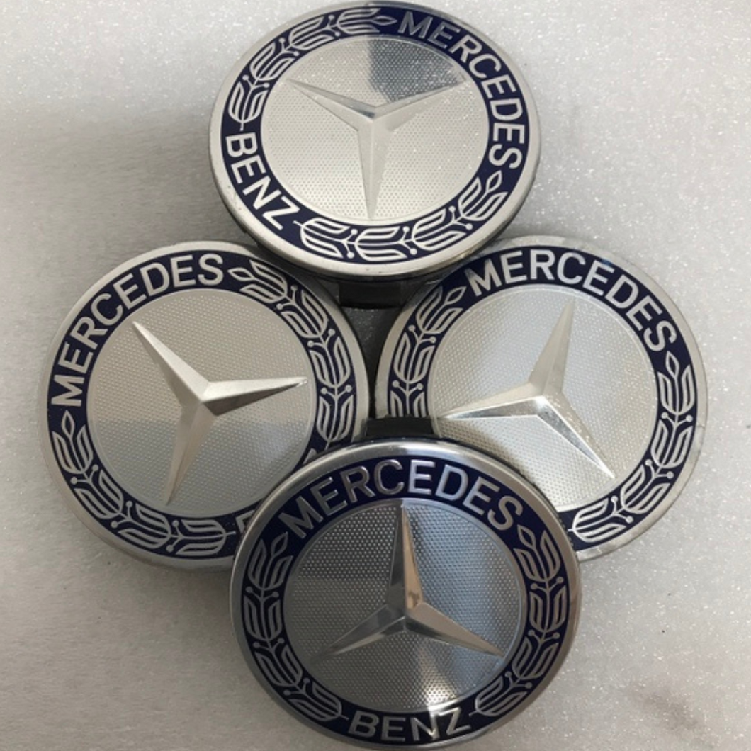 Set of 4 Mercedes 75MM Classic Dark Blue Wheel Center Hub Caps b55620b0