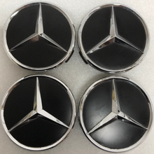 Load image into Gallery viewer, Set of 4 Mercedes-Benz Matte Black Wheel Center Hub Caps 75mm bc2a54be