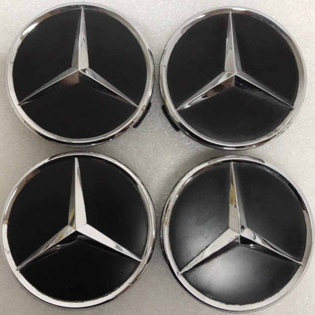 Set of 4 Mercedes-Benz Matte Black Wheel Center Hub Caps 75mm bc2a54be