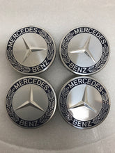 Load image into Gallery viewer, 4PC Mercedes-Benz 75MM Classic Dark Blue Wheel Center Hub Caps AMG Wreath