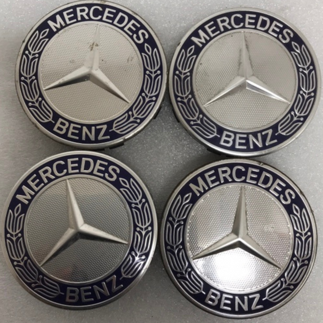 Set of 4 Mercedes 75MM Classic Dark Blue Wheel Center Hub Caps 49095588