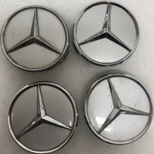 Load image into Gallery viewer, Set of 4 Mercedes-Benz Silver Wheel Center Hub Caps 75mm 7c9f0abf