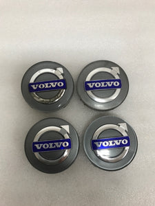 Set of 4 GENUINE OEM Volvo 30666913 Iron Mark Alloy Wheel Center Cap GRAY