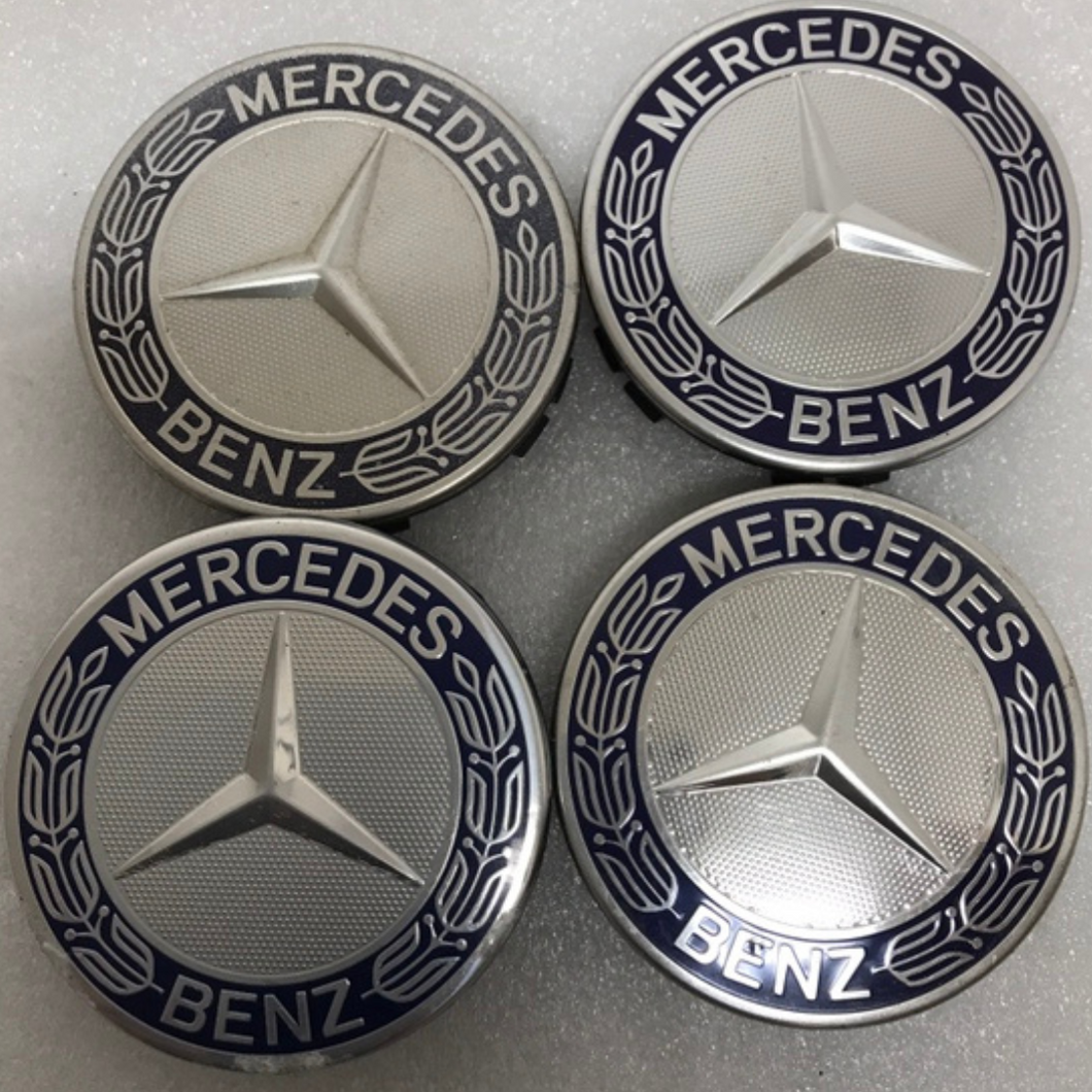 Set of 4 Mercedes 75MM Classic Dark Blue Wheel Center Hub Caps a8b782d8