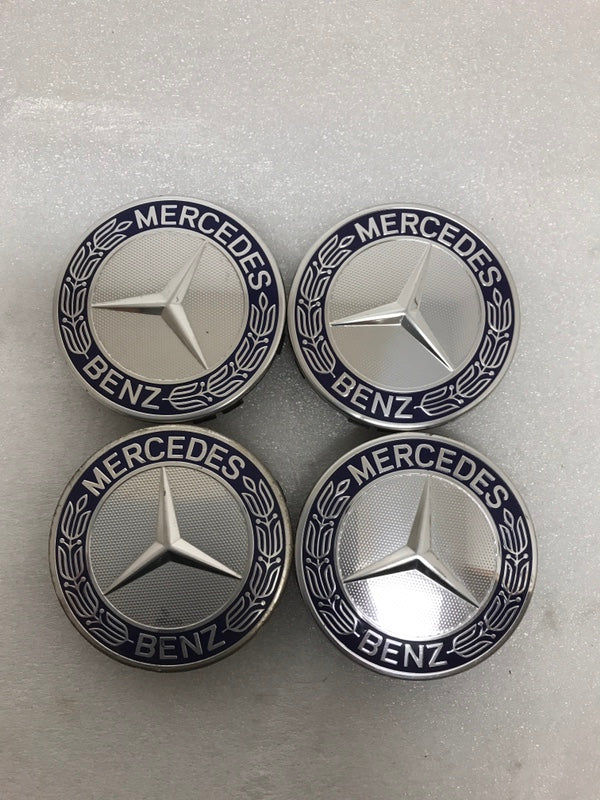 Set of 4 Mercedes 75MM Classic Dark Blue Wheel Center Hub Caps 6596c749