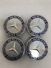 Load image into Gallery viewer, 4PC Mercedes-Benz 75MM Classic Dark Blue Wheel Center Hub Caps AMG Wreath