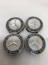 Load image into Gallery viewer, 4PC Mercedes-Benz 75MM Classic Dark Blue Wheel Center Hub Caps AMG Wreath