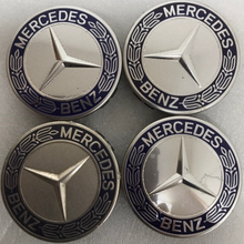 Load image into Gallery viewer, Set of 4 Mercedes 75MM Classic Dark Blue Wheel Center Hub Caps ab8c1866