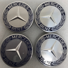 Load image into Gallery viewer, Set of 4 Mercedes 75MM Classic Dark Blue Wheel Center Hub Caps e8a09fb7