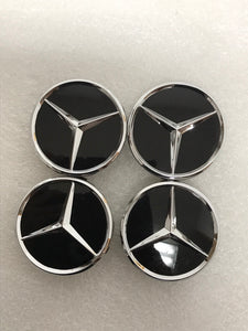 4x for Mercedes-Benz Matte Black Wheel Center Hub Caps Emblem Hubcaps Set 75mm