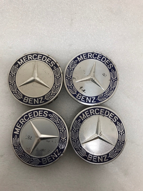 4PC Mercedes-Benz 75MM Classic Dark Blue Wheel Center Hub Caps AMG Wreath