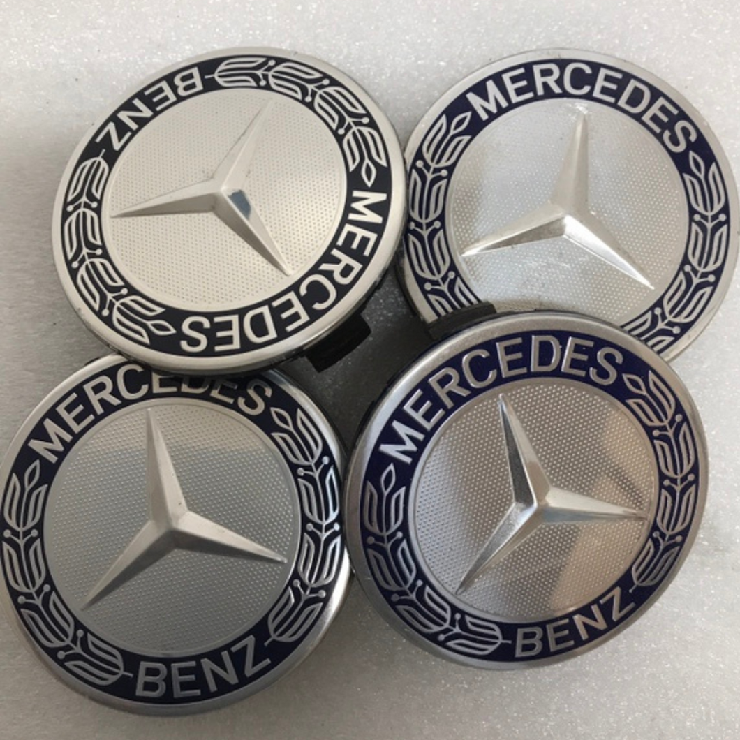 Set of 4 Mercedes 75MM Classic Dark Blue Wheel Center Hub Caps 20536a62