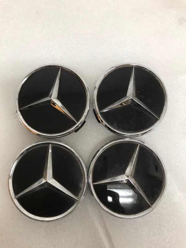 4x Mercedes-Benz Matte Black Wheel Center Hub Caps 75mm 31f18487