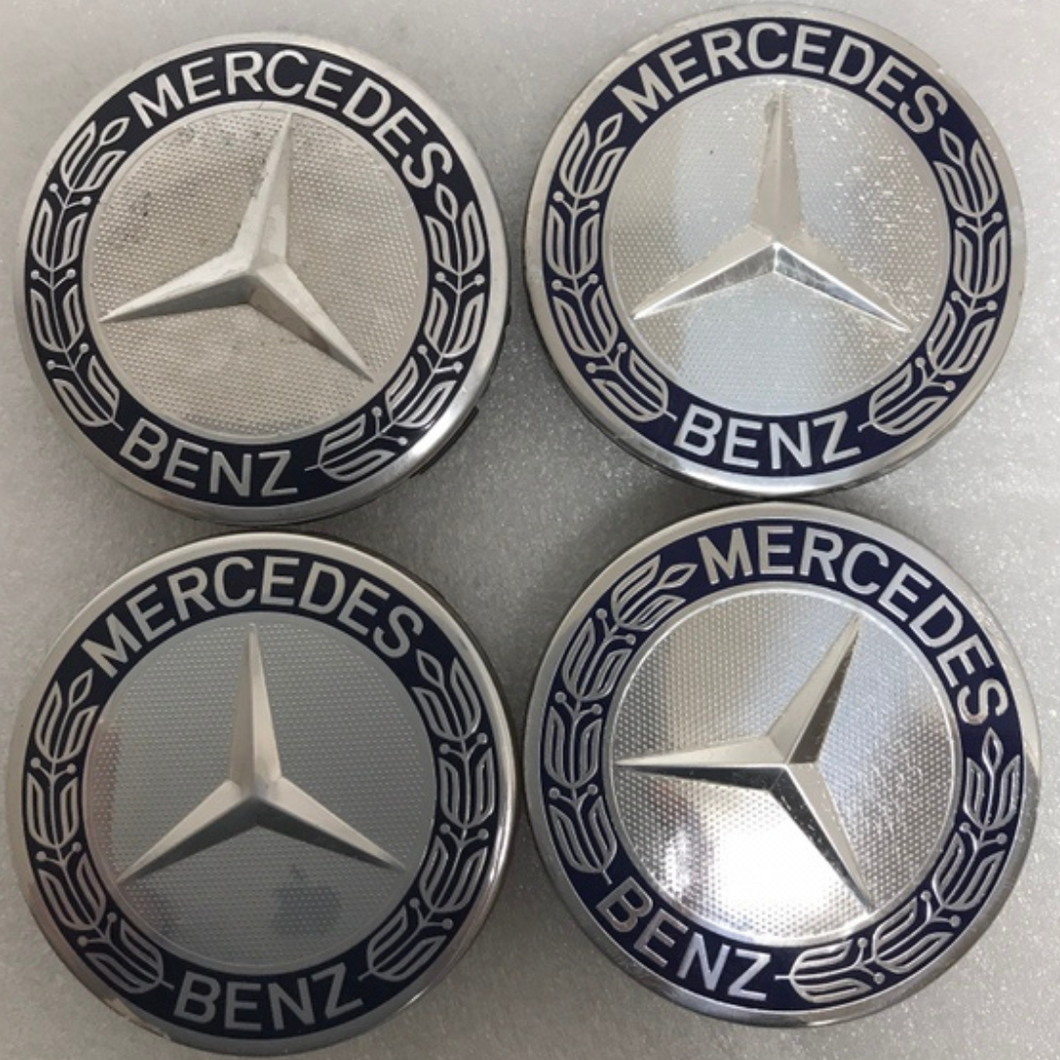 Set of 4 Mercedes 75MM Classic Dark Blue Wheel Center Hub Caps dc755be3