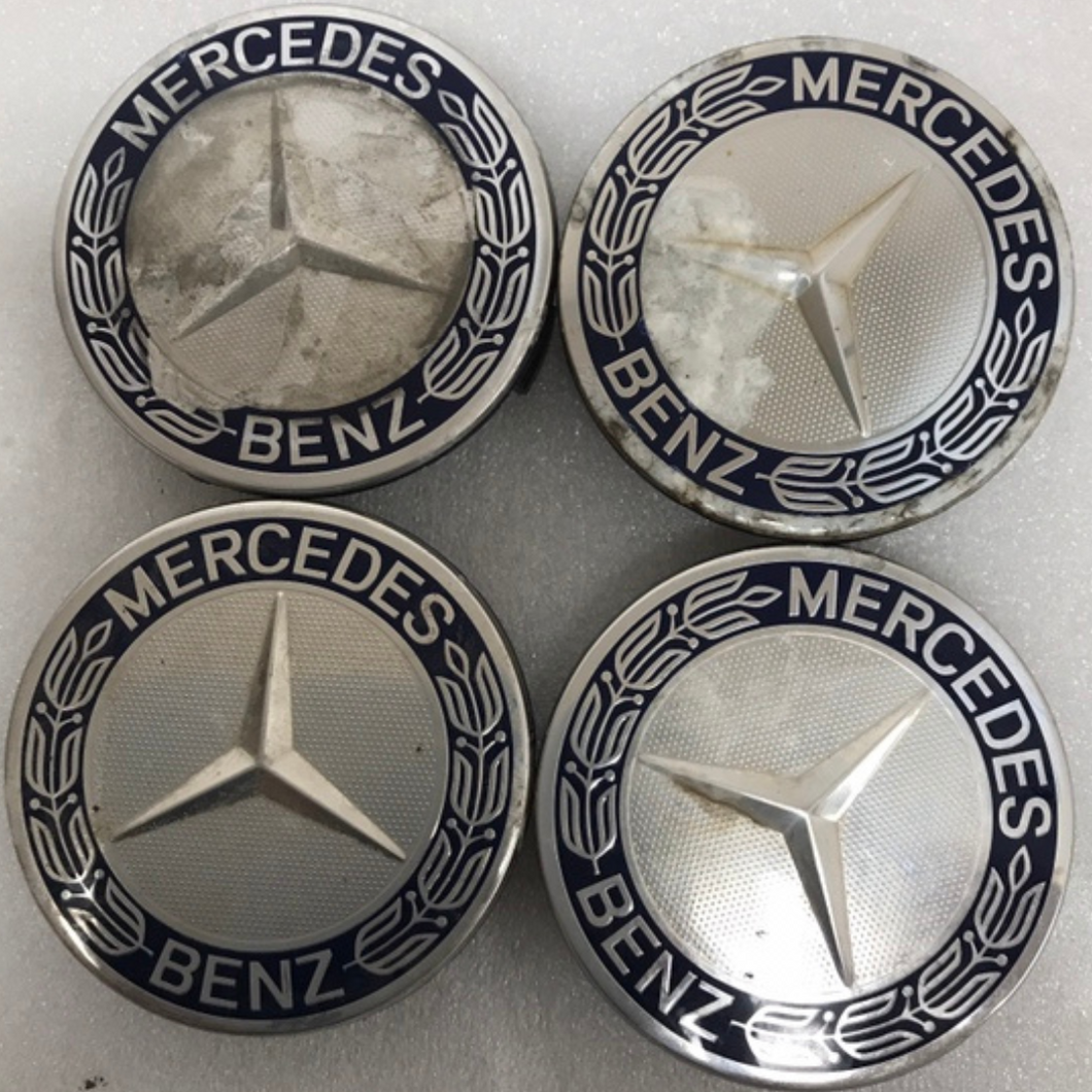 Set of 4 Mercedes 75MM Classic Dark Blue Wheel Center Hub Caps AMG b43ee814