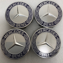 Load image into Gallery viewer, Set of 4 Mercedes 75MM Classic Dark Blue Wheel Center Hub Caps 6edcc8de