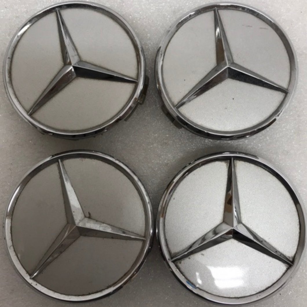 Set of 4 Mercedes Silver Wheel Center Hub Caps Emblem 75mm e73d6b2c