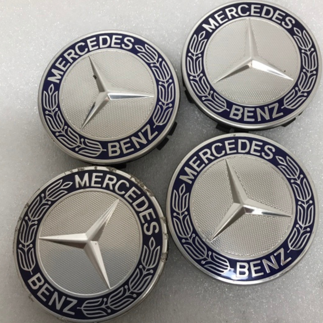 Set of 4 Mercedes 75MM Classic Dark Blue Wheel Center Hub Caps 283e14d2