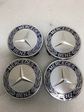 Load image into Gallery viewer, 4PC Mercedes 75MM Classic Dark Blue Wheel Center Hub Caps AMG Wreath df57ccf3