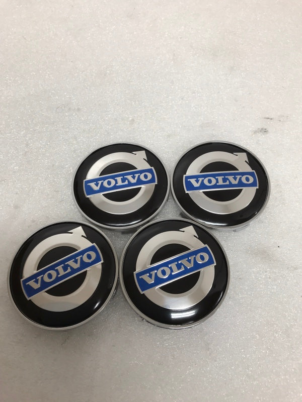 Set of 4 GENUINE OEM Volvo 30666913 Iron Mark Alloy Wheel Center Cap Black