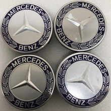 Load image into Gallery viewer, Set of 4 Mercedes 75MM Classic Dark Blue Wheel Center Hub Caps a6f559f0