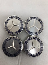 Load image into Gallery viewer, 4PC Mercedes 75MM Classic Dark Blue Wheel Center Hub Caps AMG Wreath 69a8960d