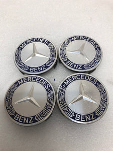 4PC Mercedes 75MM Classic Dark Blue Wheel Center Hub Caps AMG Wreath 22e0018f