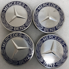 Load image into Gallery viewer, Set of 4 Mercedes 75MM Classic Dark Blue Wheel Center Hub Caps 72523496