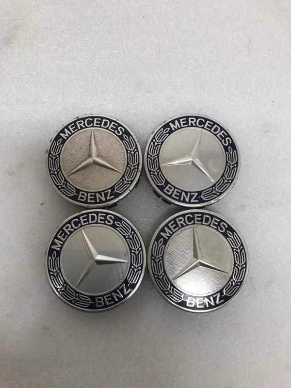 Set of 4 Mercedes Classic Dark Blue Wheel Center Hub Caps AMG Wreath d05a5b14