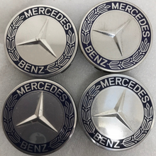 Load image into Gallery viewer, Set of 4 Mercedes 75MM Classic Dark Blue Wheel Center Hub Caps be83375a