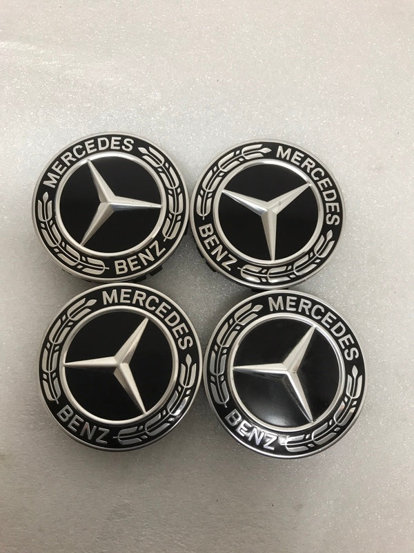 Set of 4 Mercedes-Benz Black Wheel Center Caps 75MM A1714000025 77636c38