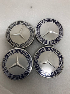 4PC Mercedes 75MM Classic Dark Blue Wheel Center Hub Caps AMG Wreath a8b782d8