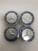 Load image into Gallery viewer, 4PC Mercedes-Benz 75MM Classic Dark Blue Wheel Center Hub Caps AMG Wreath