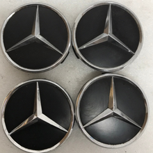 Load image into Gallery viewer, Set of 4 Mercedes-Benz Matte Black Wheel Center Hub Caps 75mm fb7b85ef