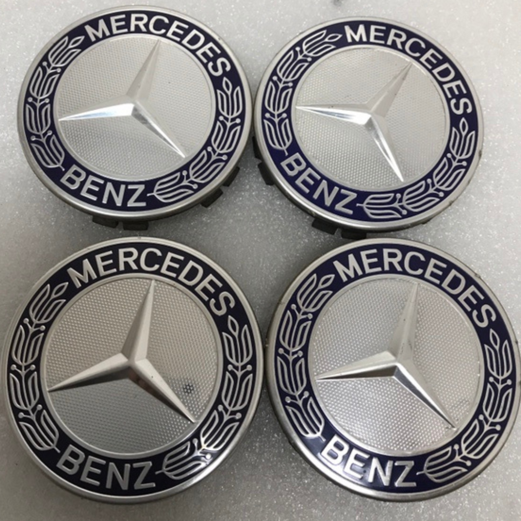 Set of 4 Mercedes 75MM Classic Dark Blue Wheel Center Hub Caps 4222aa6e