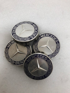 Set of 4 Mercedes Classic Dark Blue Wheel Center Hub Caps AMG Wreath d05a5b14