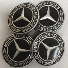 Load image into Gallery viewer, Set of 4 Mercedes-Benz Black Wheel Center Caps 75MM A1714000025 df614877