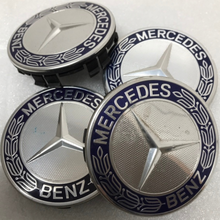 Load image into Gallery viewer, Set of 4 Mercedes 75MM Classic Dark Blue Wheel Center Hub Caps 51f62bf0