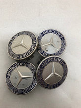 Load image into Gallery viewer, 4PC Mercedes-Benz 75MM Classic Dark Blue Wheel Center Hub Caps AMG Wreath
