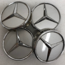 Load image into Gallery viewer, Set of 4 Mercedes Silver Wheel Center Hub Caps Emblem 75mm e73d6b2c