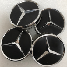 Load image into Gallery viewer, Set of 4 Mercedes-Benz Matte Black Wheel Center Hub Caps 75mm bc2a54be