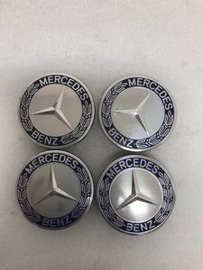 4PC Mercedes-Benz 75MM Classic Dark Blue Wheel Center Hub Caps AMG Wreath
