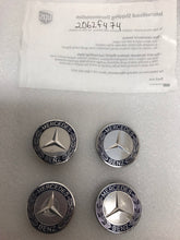 Load image into Gallery viewer, Set of 4 Mercedes 75MM Classic Dark Blue Wheel Center Caps AMG Wreath 2062f475