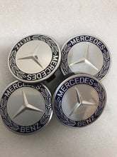 Load image into Gallery viewer, 4PC Mercedes 75MM Classic Dark Blue Wheel Center Hub Caps AMG Wreath 20536a62
