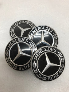 Set of 4 Mercedes-Benz Black Wheel Center Caps 75MM A 171 400 00 25